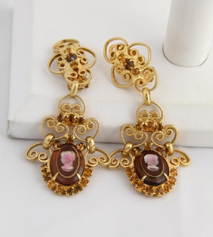 Front view of Topaz Oval Molded/Cut Earrings Clip