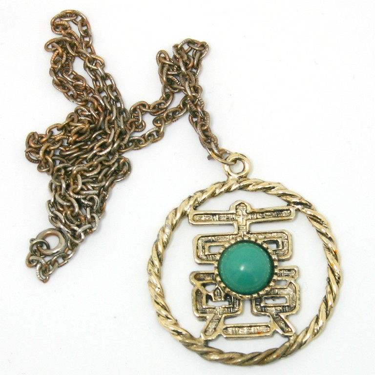 Front view of Green Cabochons Plastic Pendant