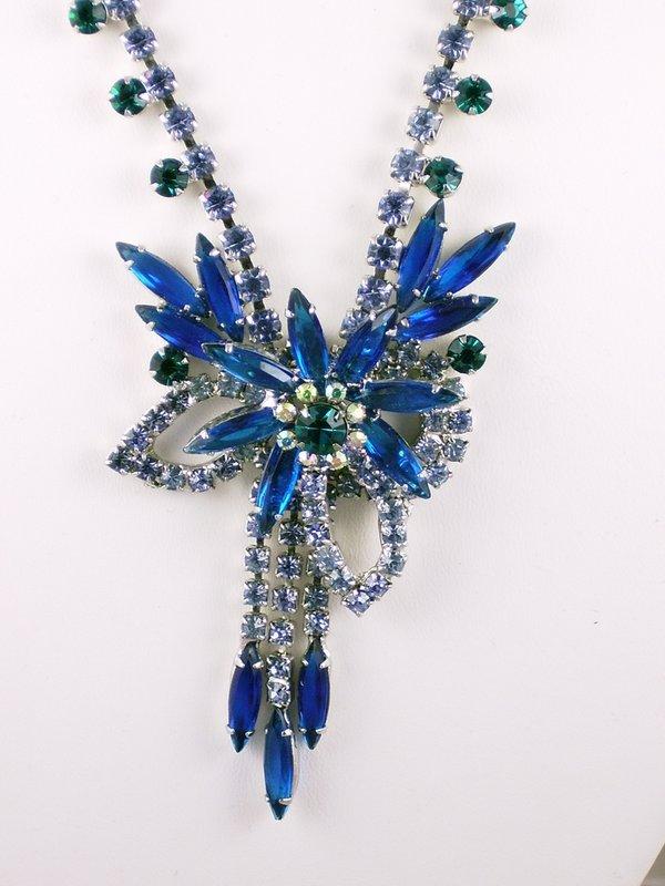 Front view of Blue Navettes Necklace