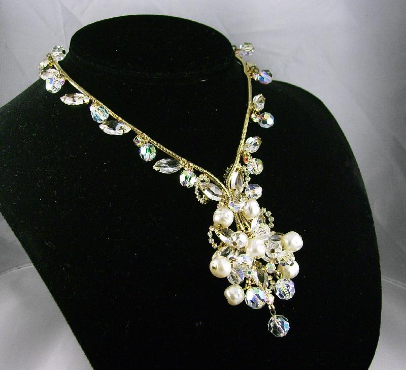 Front view of Clear Navettes Necklace