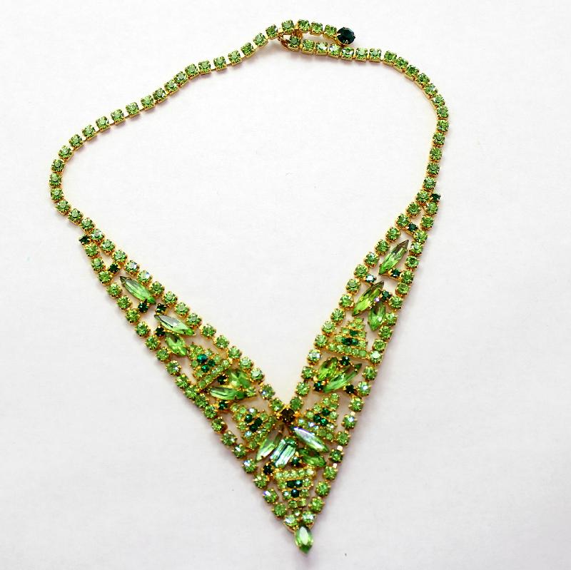 Front view of Green Navettes Necklace