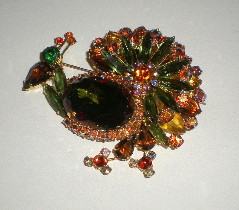 Front view of Topaz Oval Multi-Color/Shaded Brooch