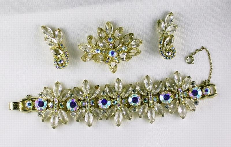 Front view of Clear Navettes Brooch