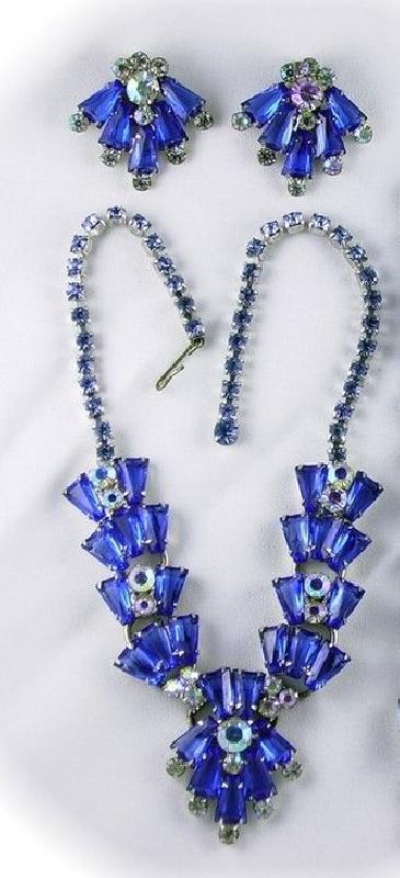 Front view of Blue Keystones Necklace
