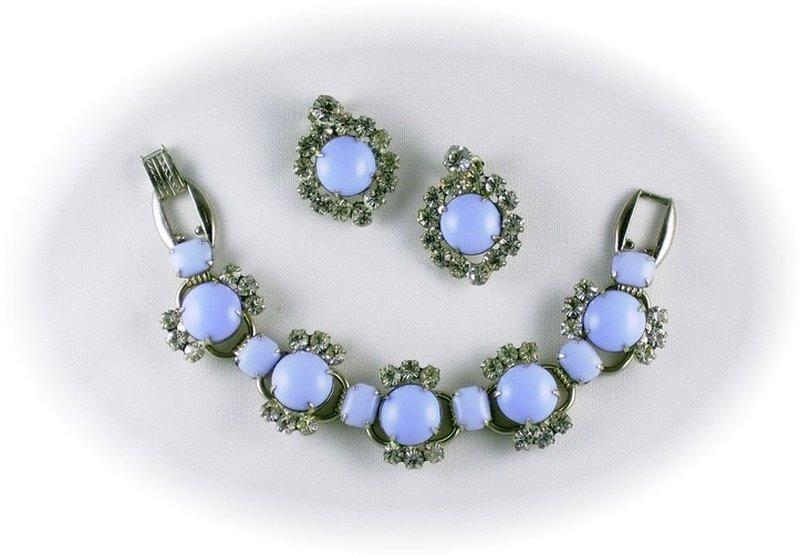 Front view of Blue Cabochons Earrings Clip