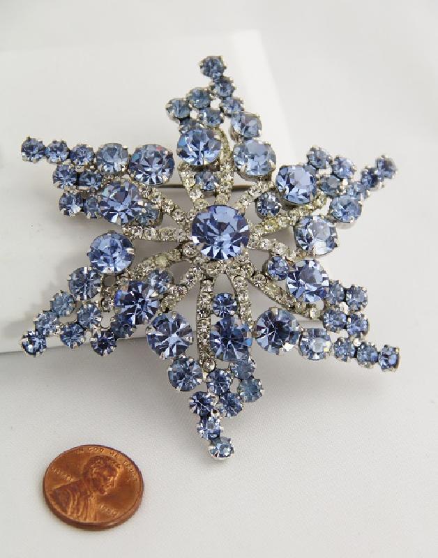 Front view of Blue Chatons Only Brooch