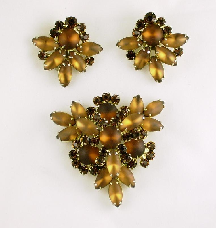 Front view of Topaz Navettes Frosted Brooch