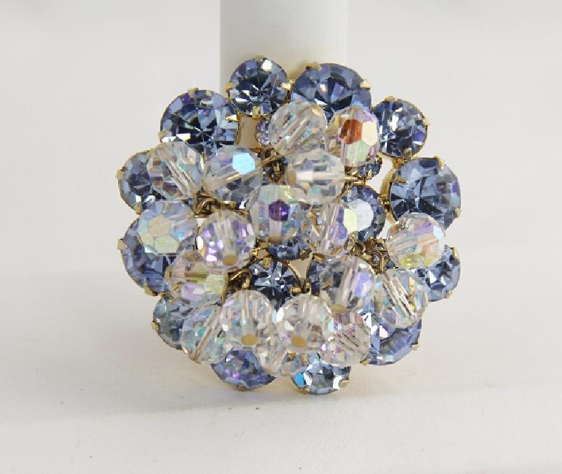 Front view of Blue Chatons Only Brooch