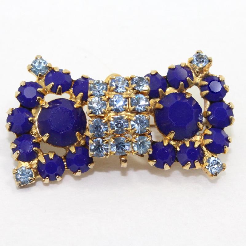 Front view of Blue Chatons Only Brooch