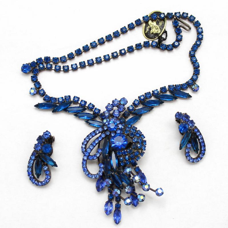 Front view of Blue Navettes Necklace