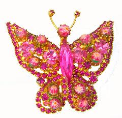 Pink Navettes Painted (hand/Transfer) Brooch