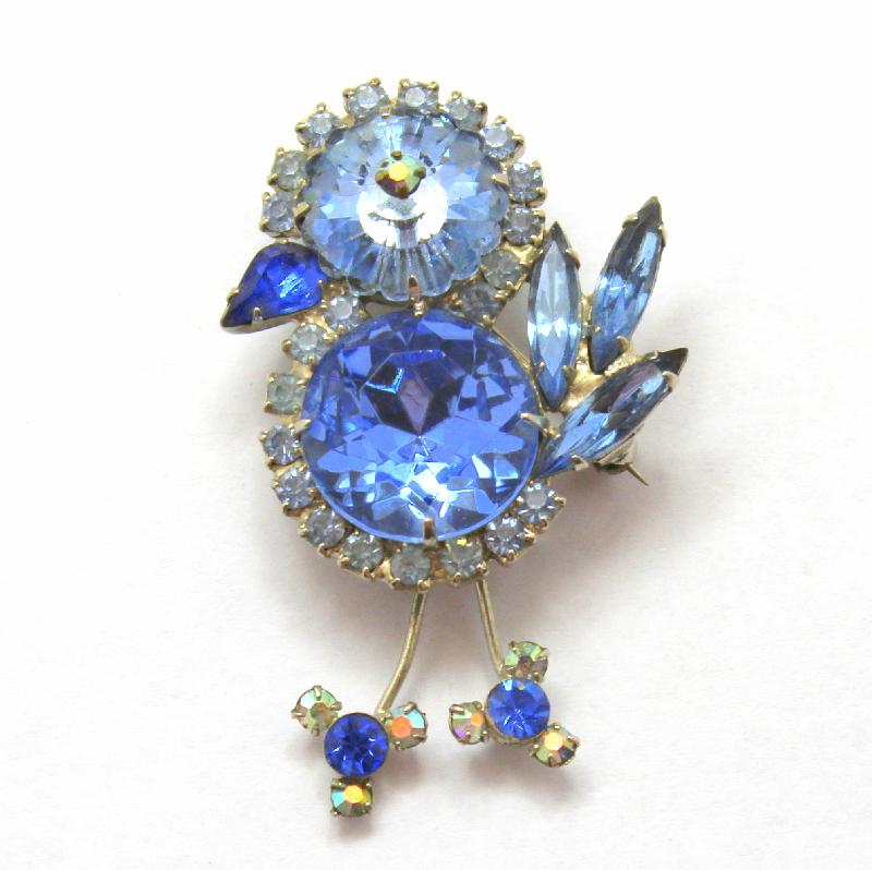 Front view of Blue Pear Rivoli/Margarita Brooch