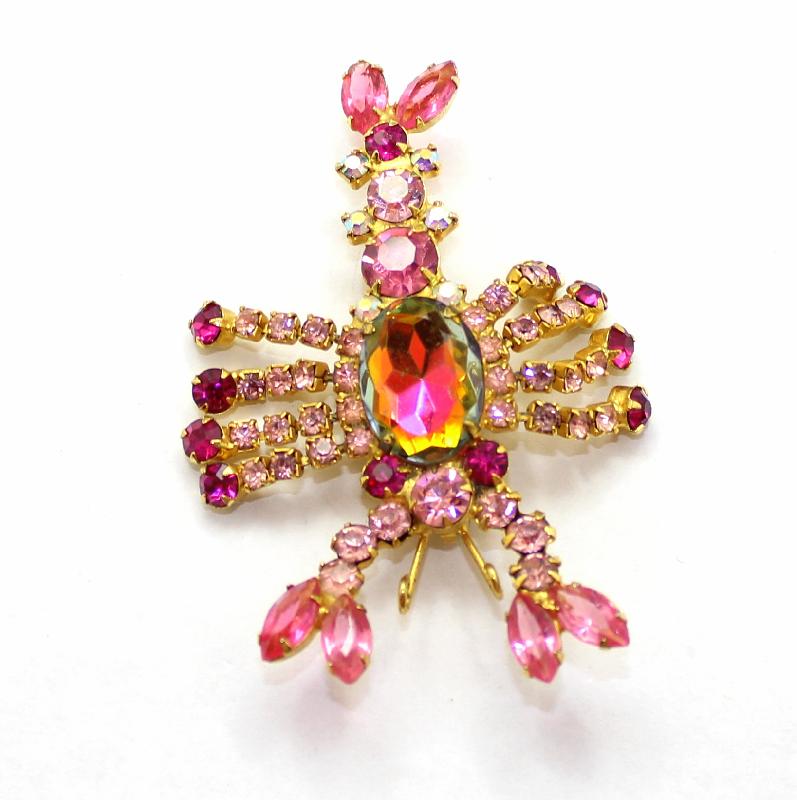 Front view of Pink Oval Multi-Color/Shaded Brooch