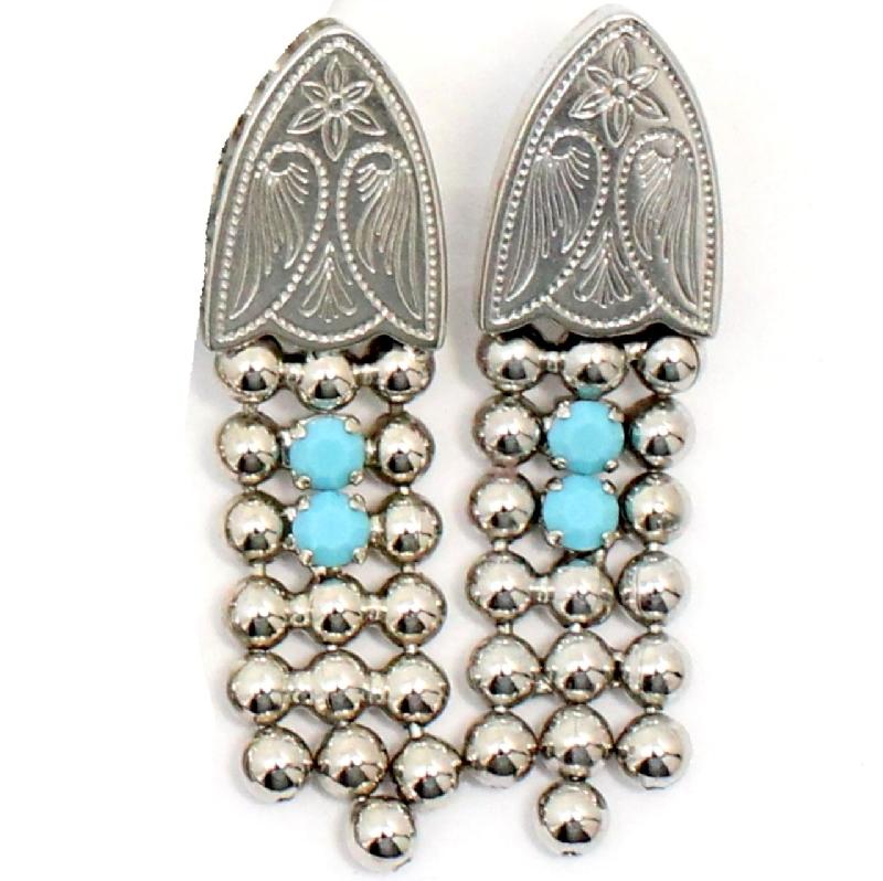 Front view of Turquoise Chatons Only Earrings Clip