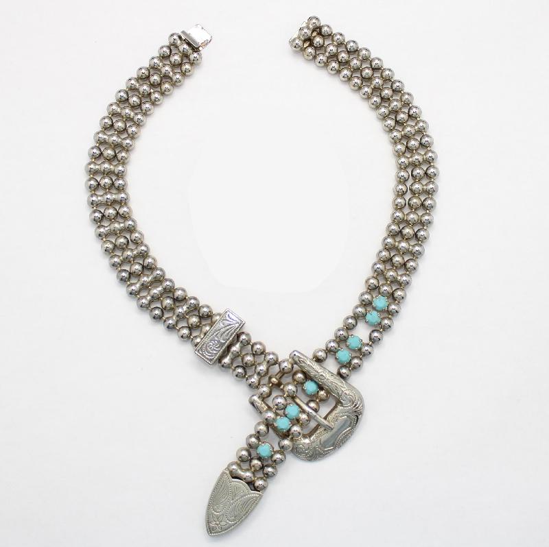 Front view of Turquoise Chatons Only Necklace