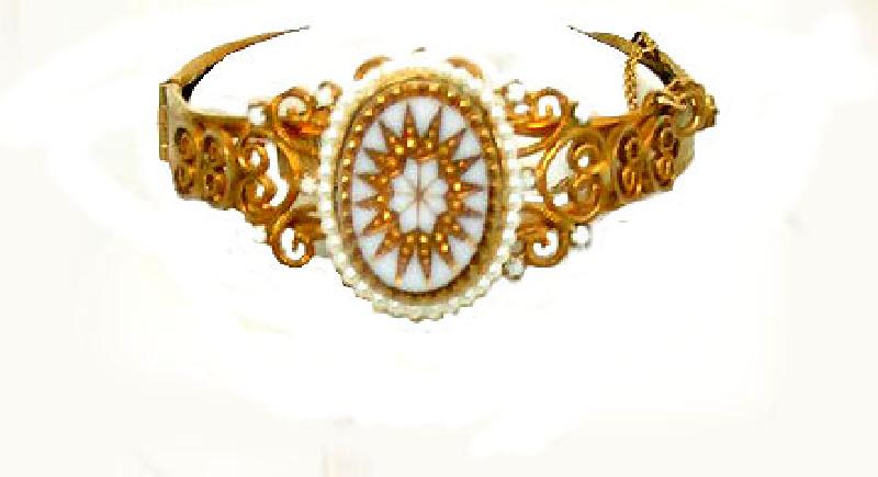 Front view of White (chalk Or Milk) Cabochons Molded/Cut Bracelet Clamper