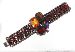 Red Emerald Cut Rivoli/Margarita Bracelet Flat Push In