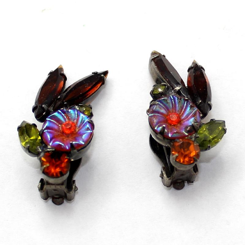 Front view of Topaz Scooped Multi-Color/Shaded Earrings Clip