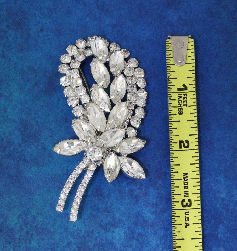 Front view of Clear Navettes Brooch