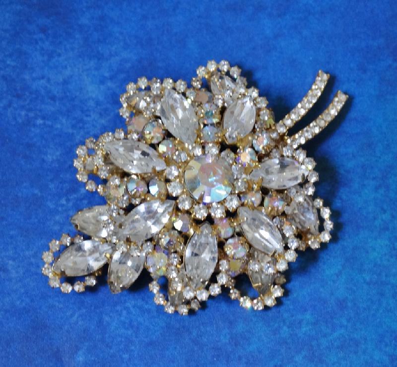 Front view of Clear Navettes Brooch