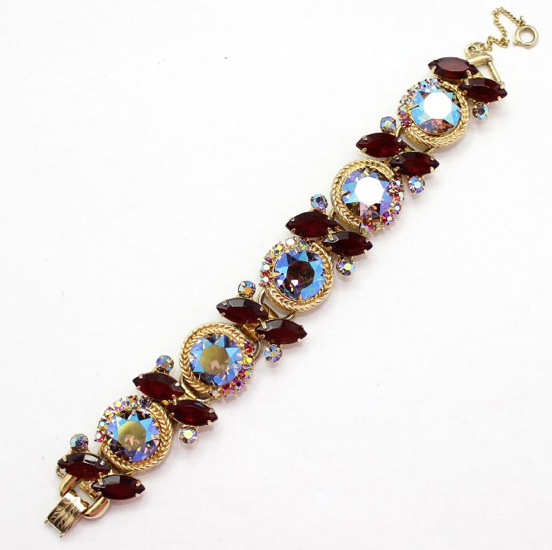 Front view of Red Navettes Bracelet 5 Link