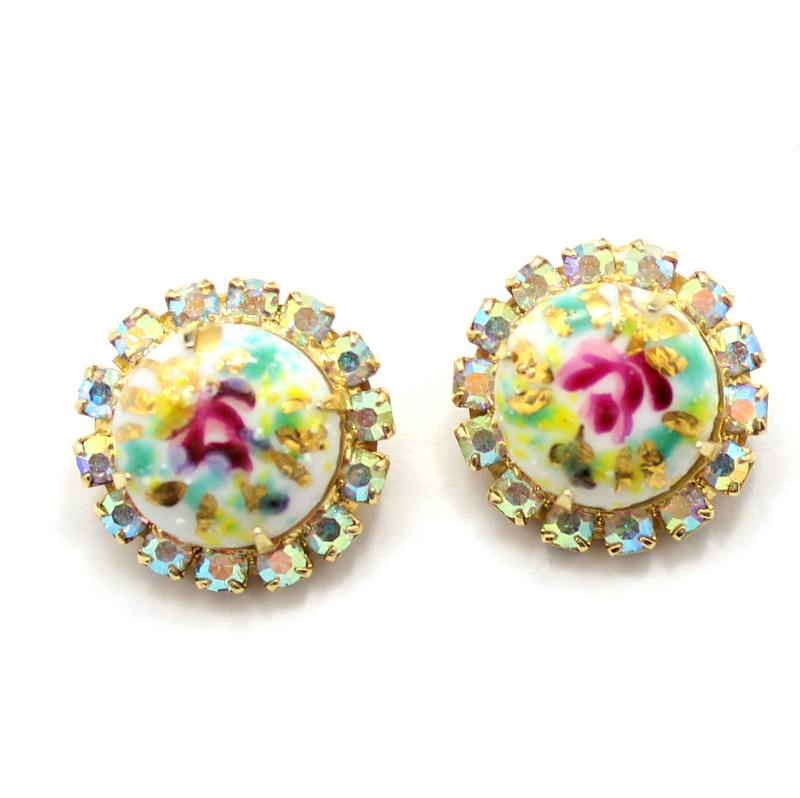 Front view of AB Cabochons Painted (hand/Transfer) Earrings Clip