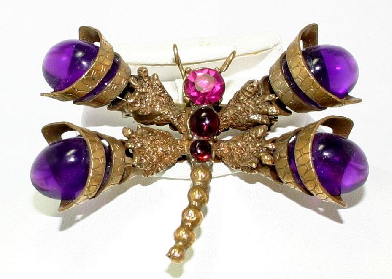 Front view of Purple (cardinal) Cabochons Brooch