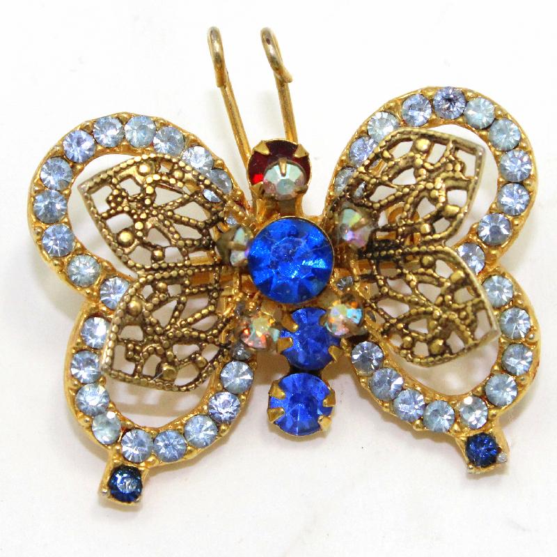 Front view of Blue Chatons Only Brooch