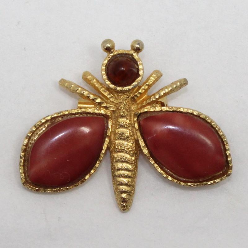 Front view of Orange Cabochons Plastic Brooch