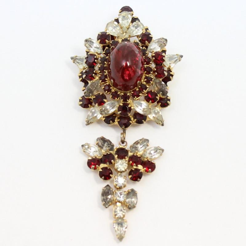 Front view of Red Cabochons Brooch