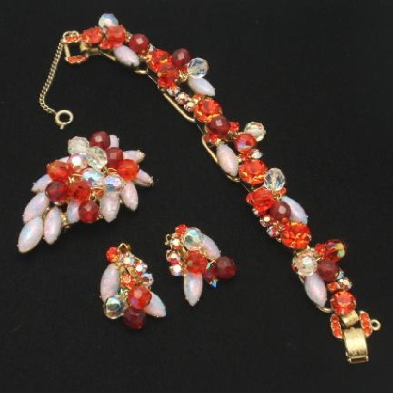 Front view of Orange Navettes Multi-Color/Shaded Bracelet 5 Link