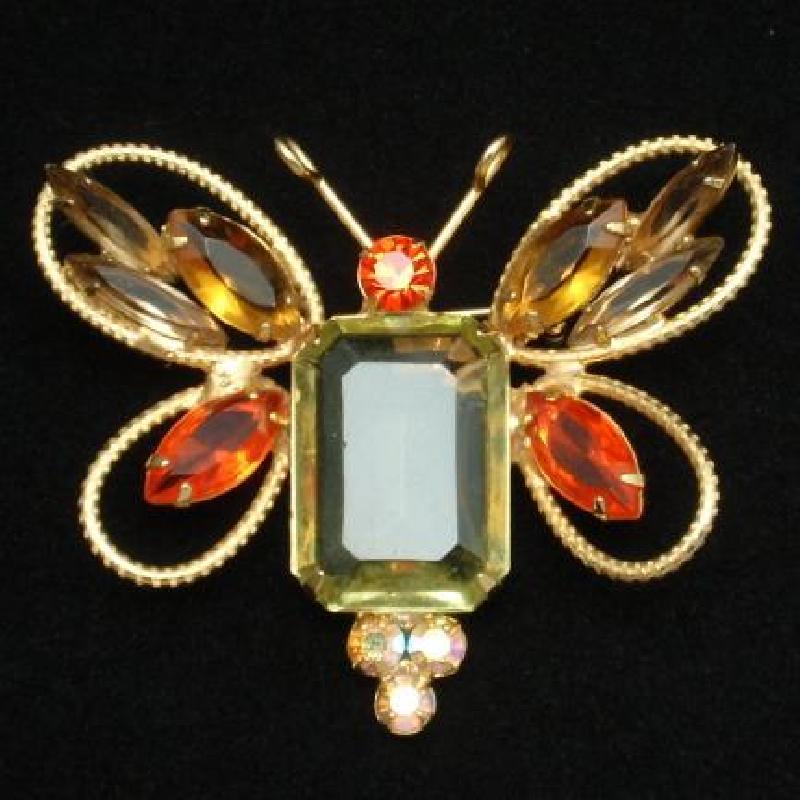 Front view of Yellow Emerald Cut Brooch