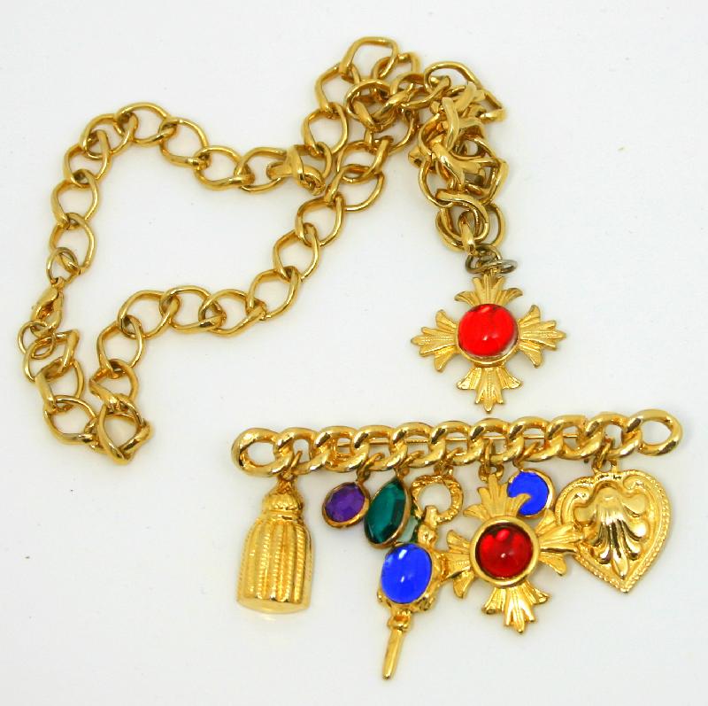 Front view of Red Cabochons Plastic Pendant
