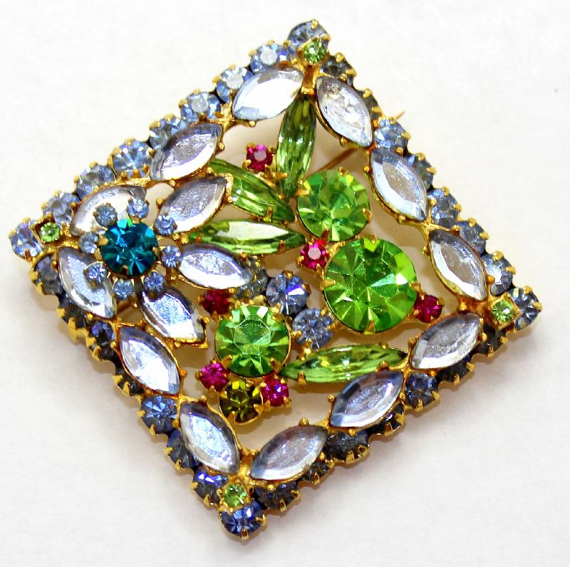 Front view of Blue Navettes Brooch