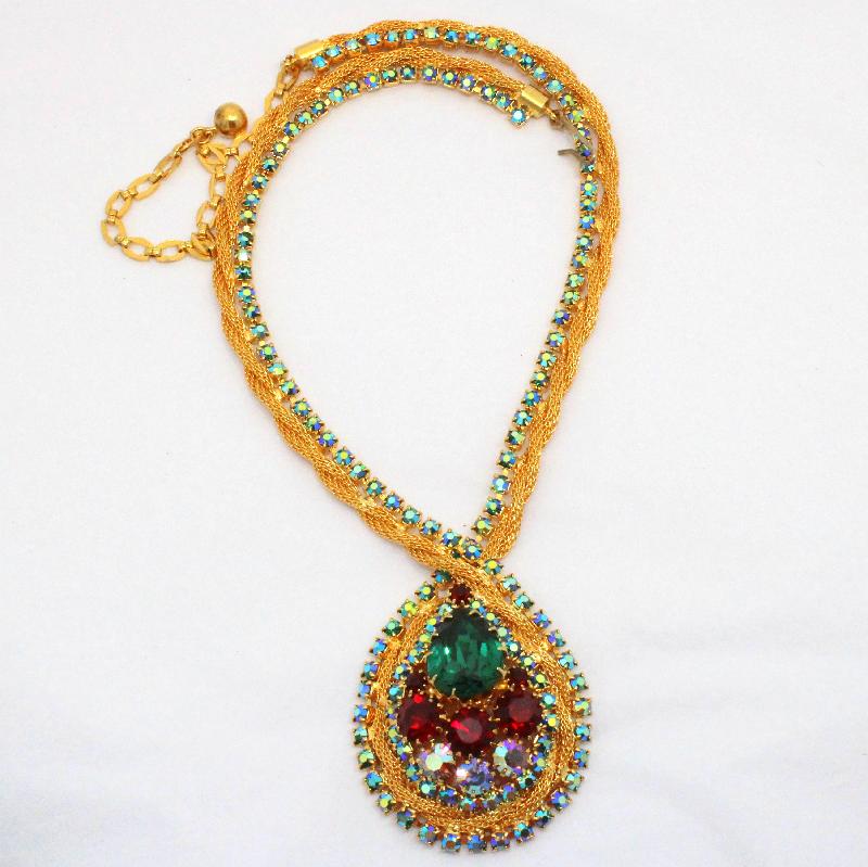 Front view of Multiple Colors Pear Necklace