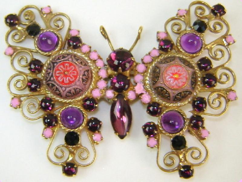 Front view of Pink Cabochons Molded/Cut Brooch