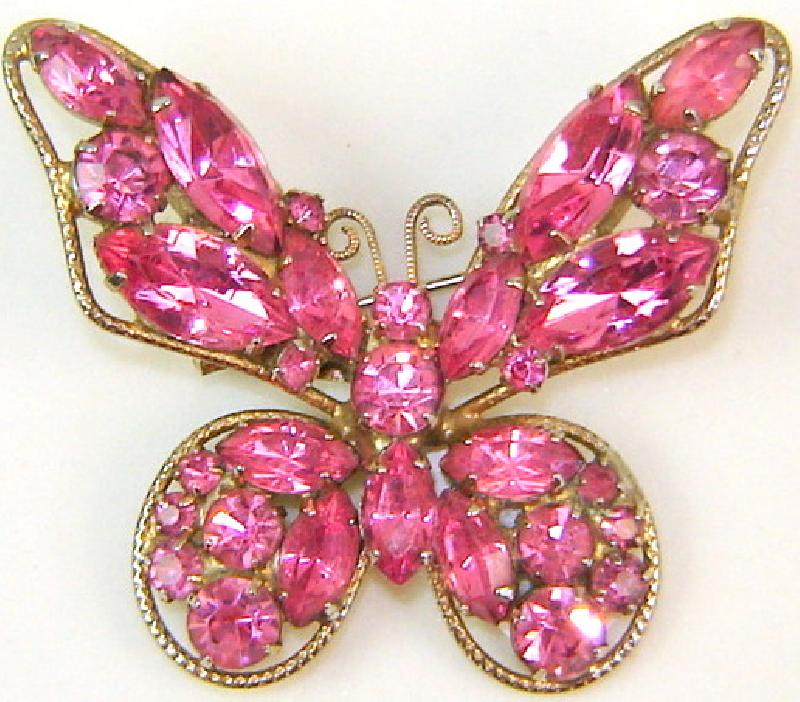 Front view of Pink Navettes Brooch