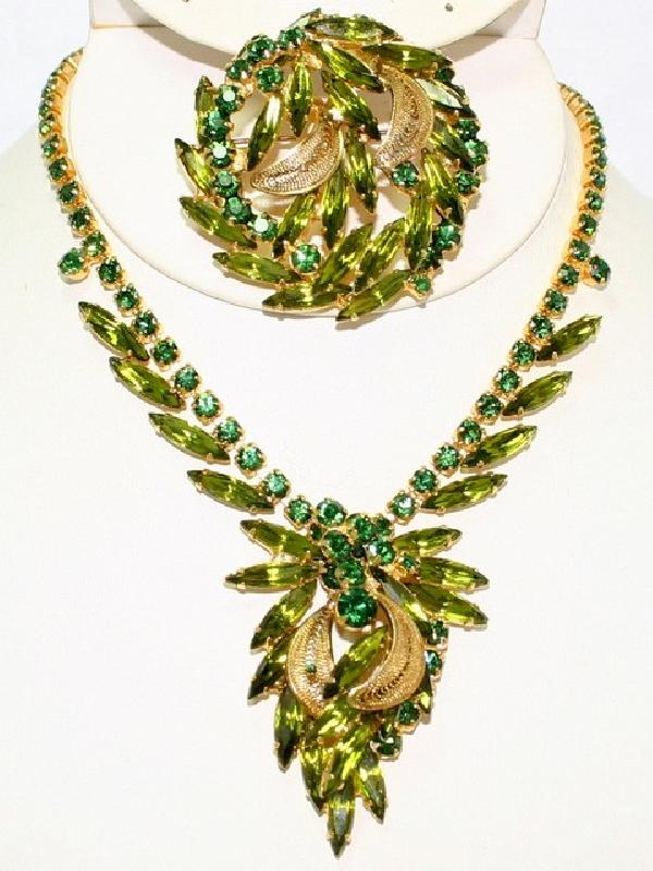 Front view of Green Navettes Necklace