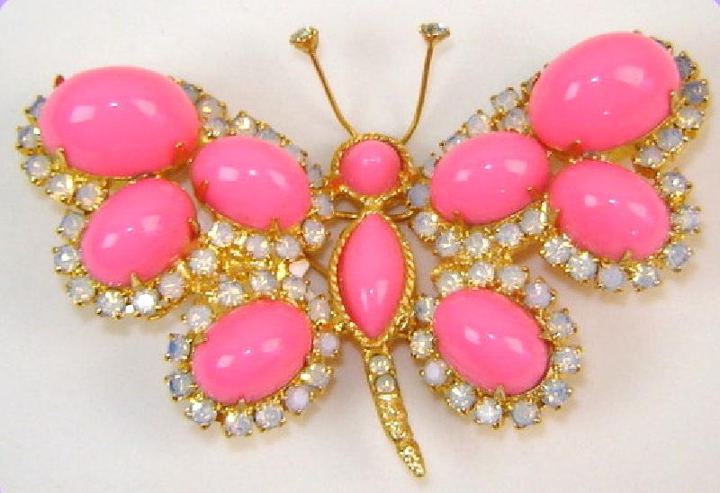 Front view of Pink Cabochons Plastic Brooch