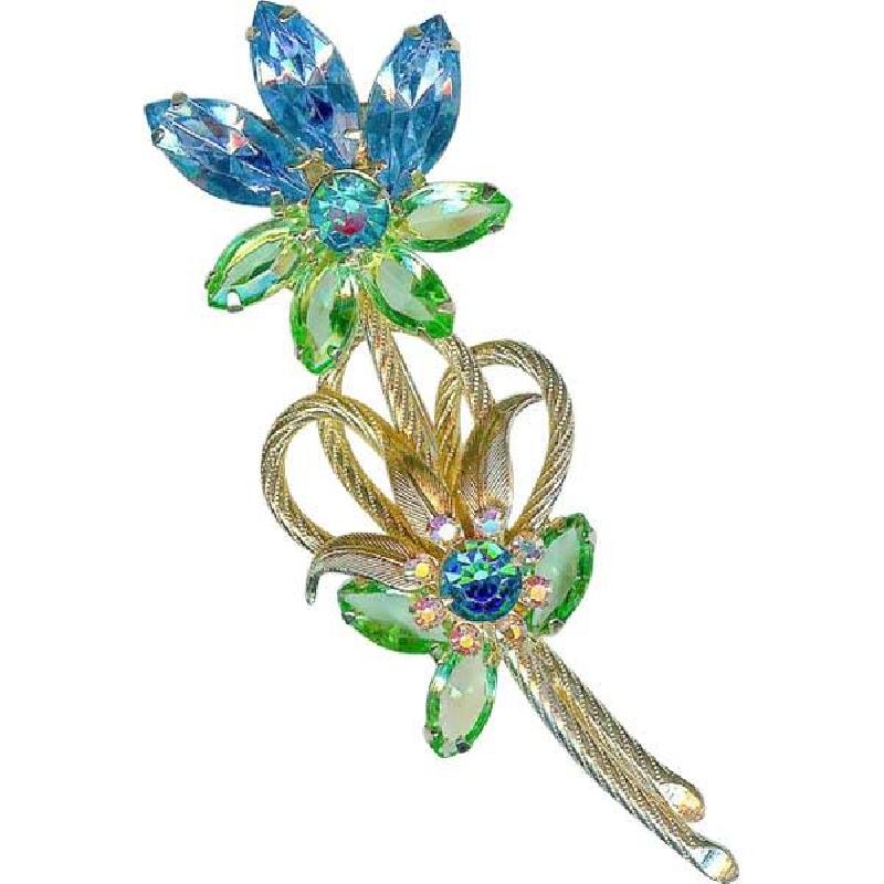 Front view of Multiple Colors Navettes Brooch