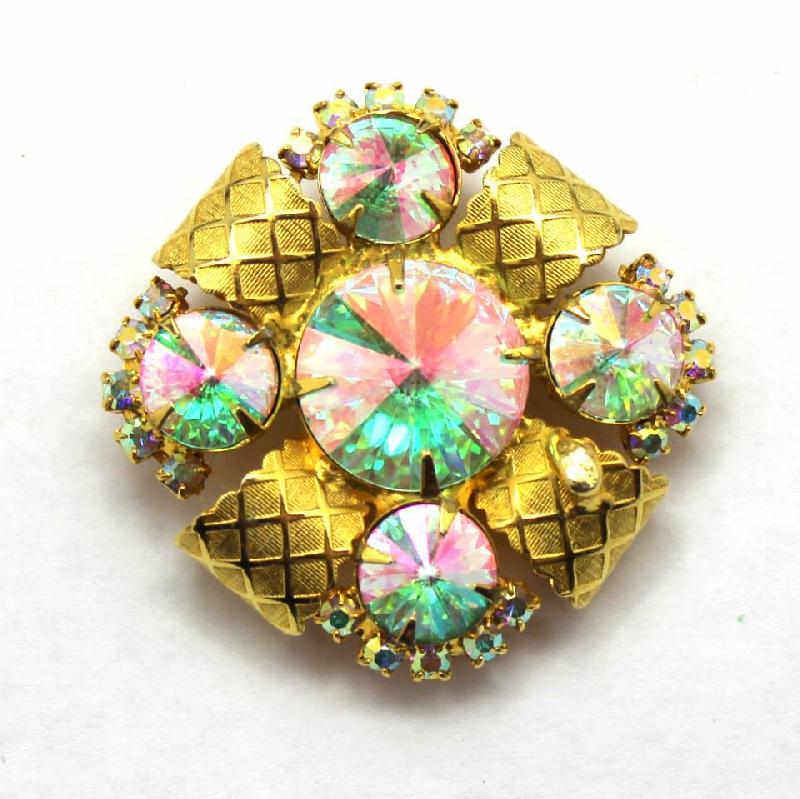 Front view of AB Chatons Only Rivoli/Margarita Brooch
