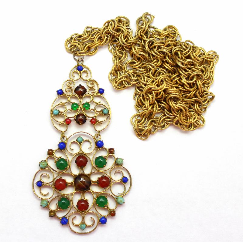 Front view of Multiple Colors Cabochons Pendant