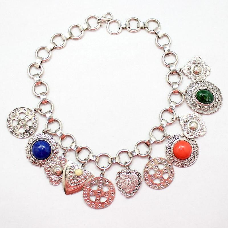 Front view of Multiple Colors Cabochons Necklace