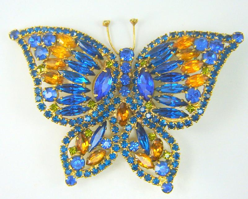 Front view of Blue Navettes Brooch