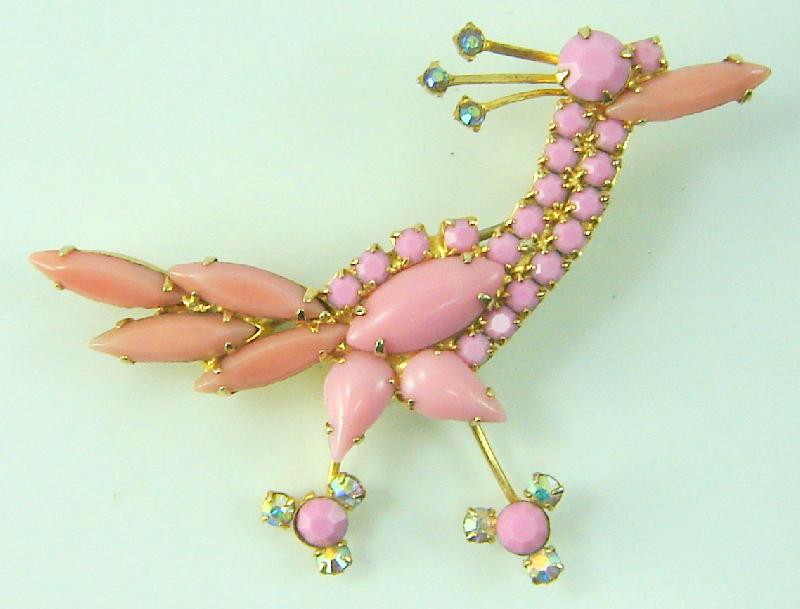 Front view of Pink Navettes Brooch