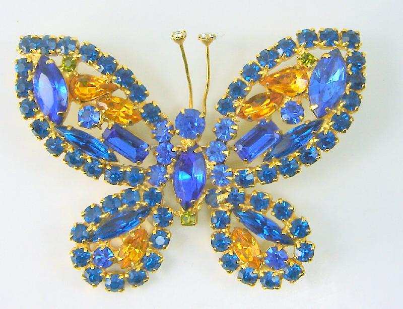 Front view of Blue Baguettes Brooch