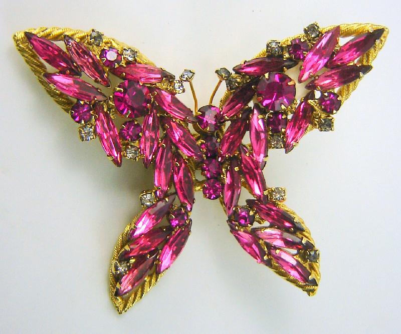 Front view of Pink Navettes Brooch