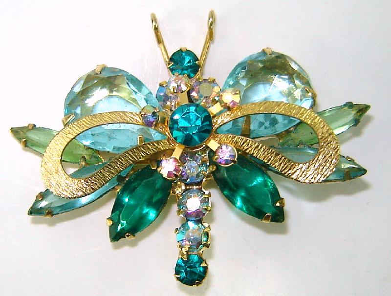 Front view of Blue Pear Brooch