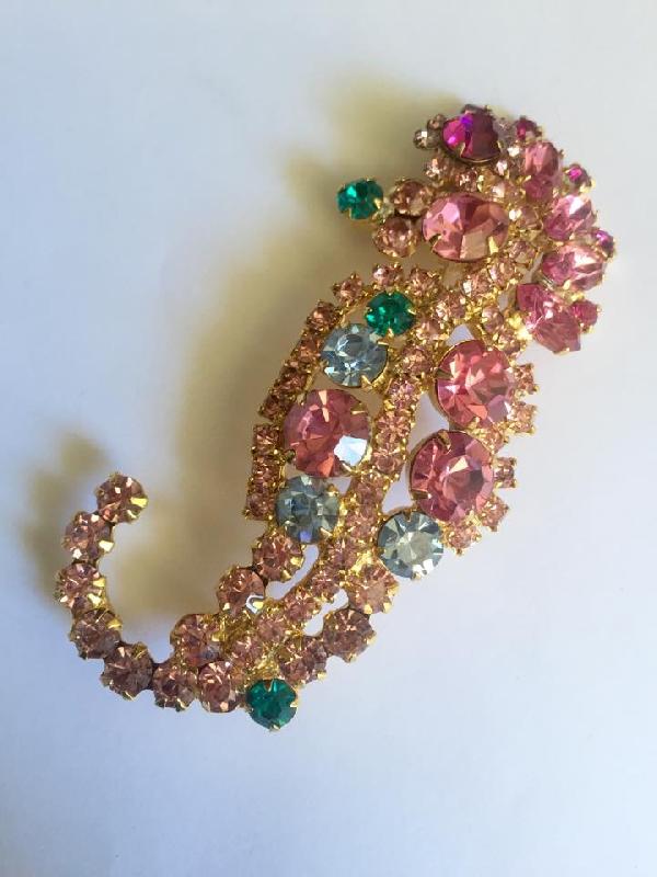 Front view of Pink Chatons Only Brooch