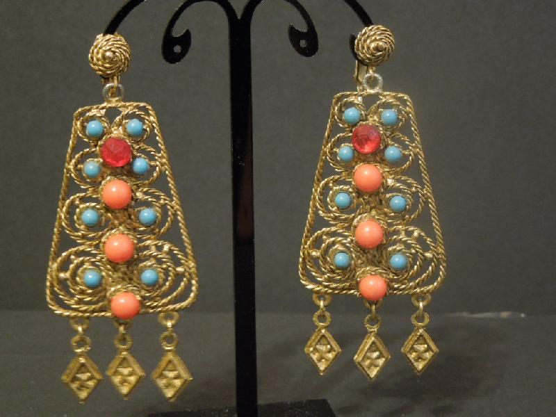 Front view of Multiple Colors Cabochons Earrings Clip